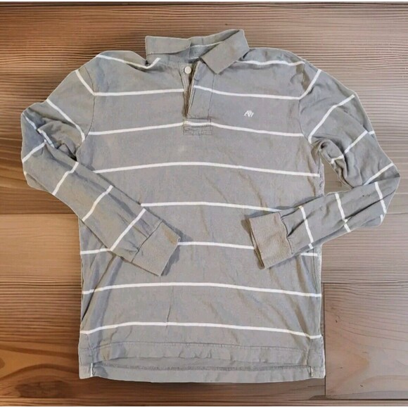 Aeropostale Long Sleeved Polo Shirt Size Men’s Medium Gray And White A87 - Picture 1 of 12
